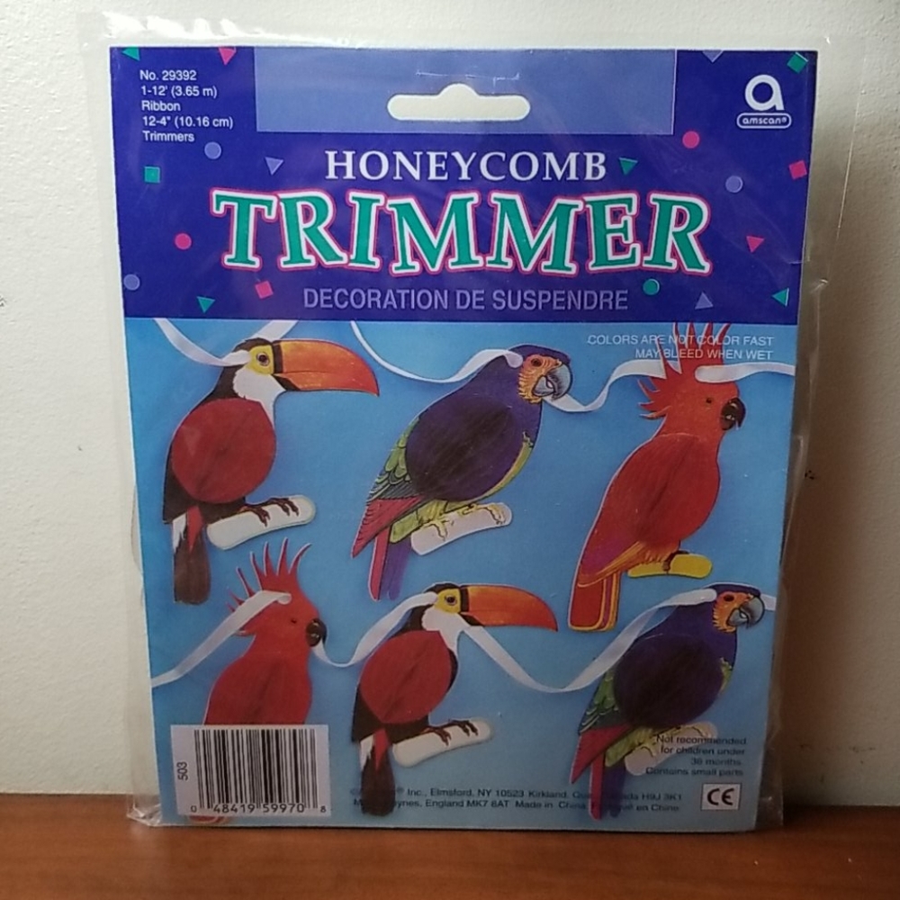 🦜4/$10🦜❗ Exotic Bird Honeycomb Hanging Trimmer Decoration Luau Fiesta